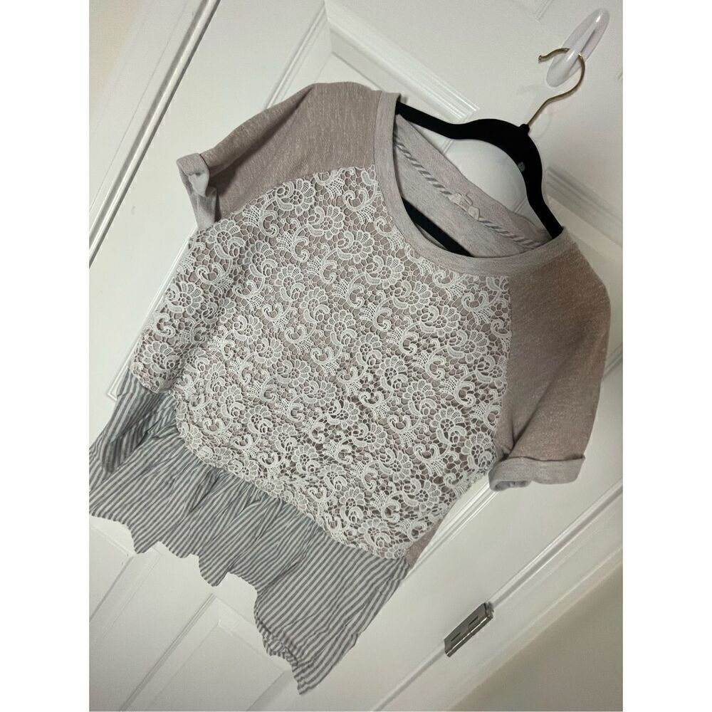Oddy women’s short sleeve terry blouse size large